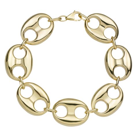 Puffed Gucci Link Chain Bracelet 10K & 14K Yellow Gold 